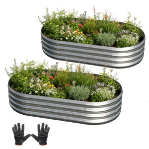 2 PCS 4 x 2 x 1 FT Galvanized Raised Garden Bed