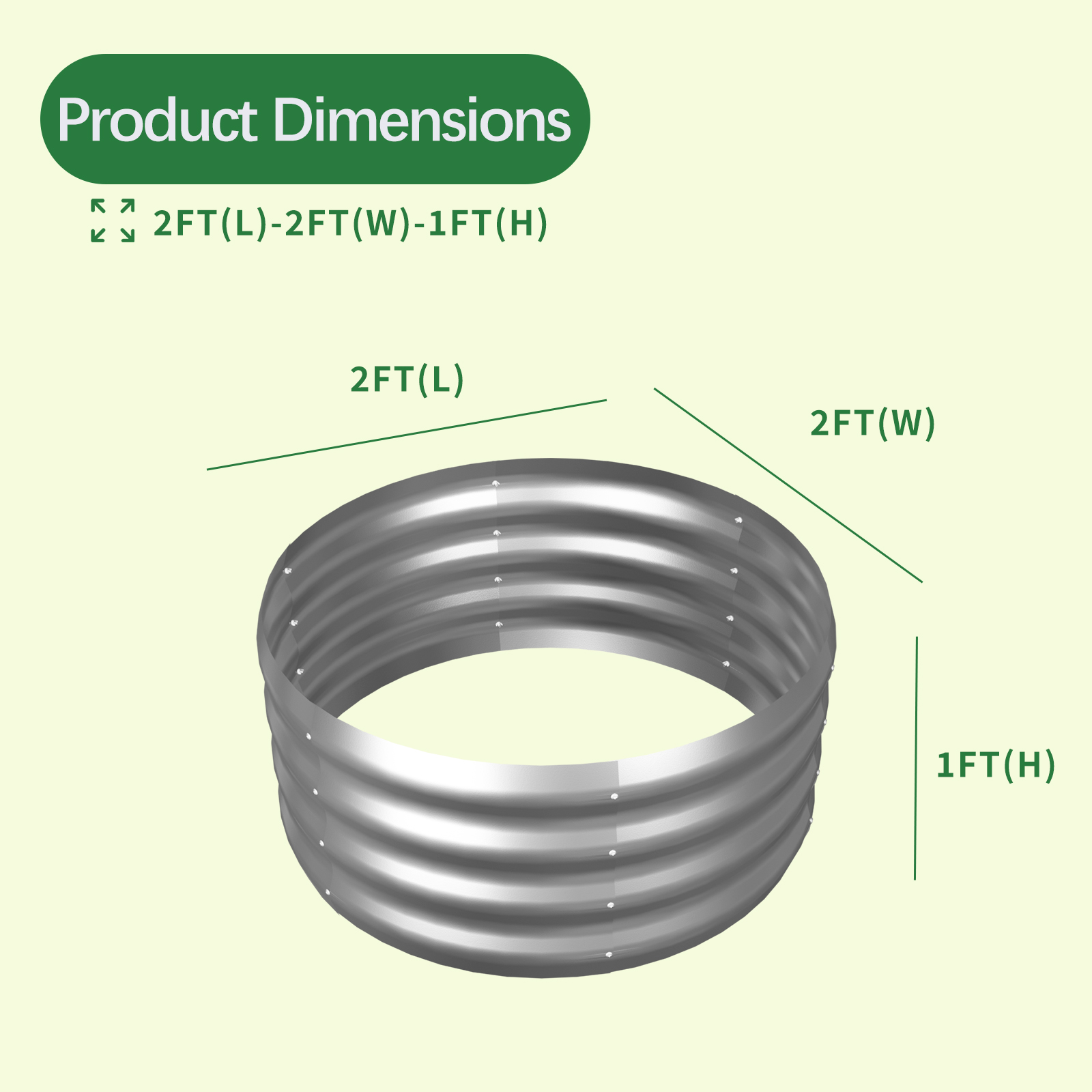 2PCS 2 X 2 X 1 FT Galvanized Raised Garden Bed - Image 7